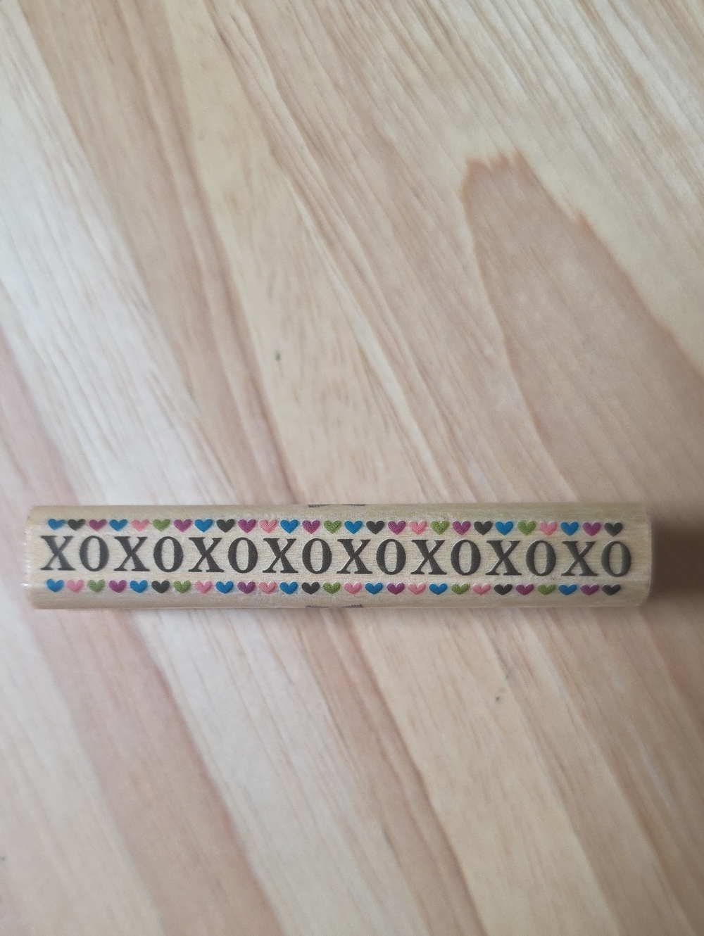 CAKE XOXO Hearts Border Wood Mounted Rubber Stamp Love Valentine